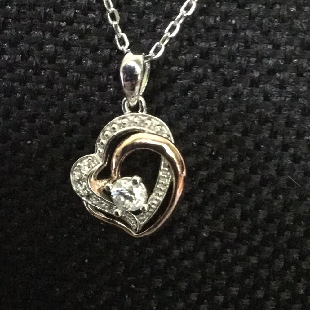 New18”SterlingSilverNecklace W/.925 Heart Pendant - Picture 1 of 8